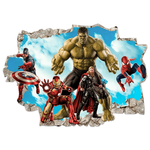 Adesivi per Bambini: Buco nel muro Supereroi Marvel Avengers
