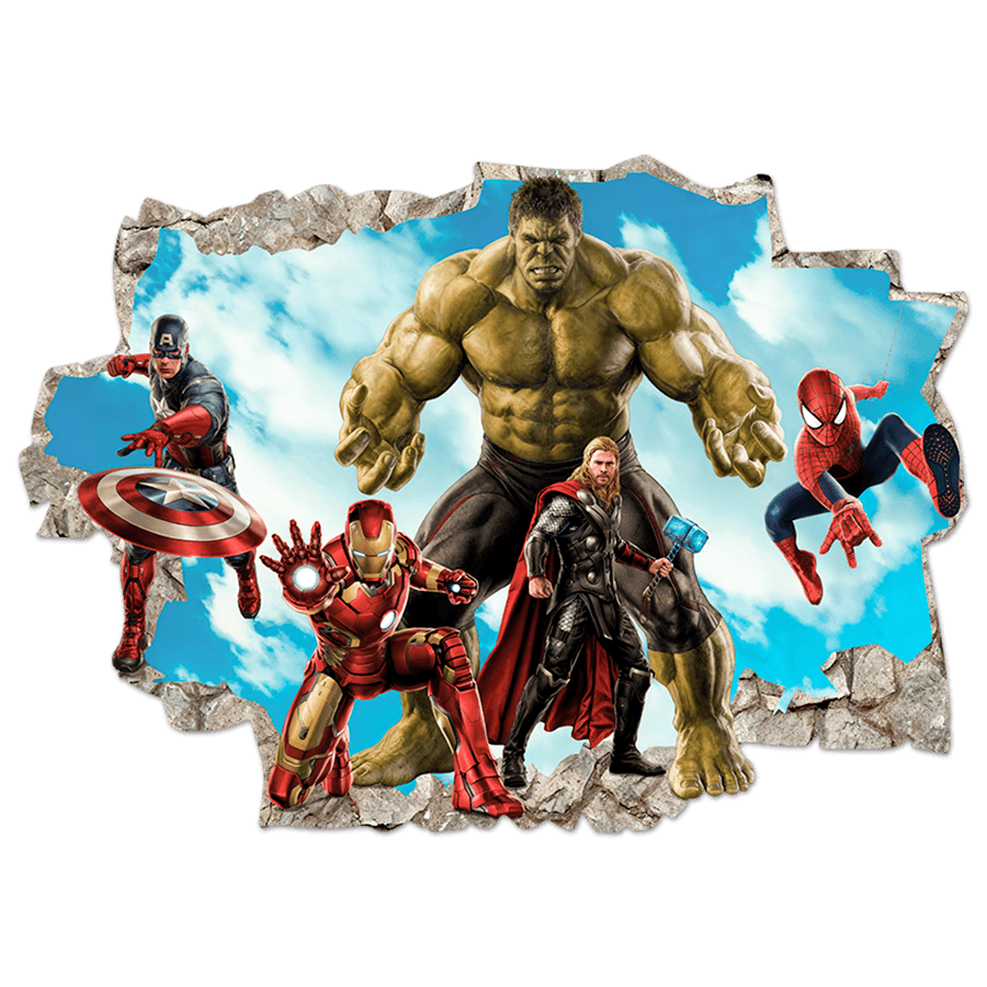 Adesivi per Bambini: Buco nel muro Supereroi Marvel Avengers