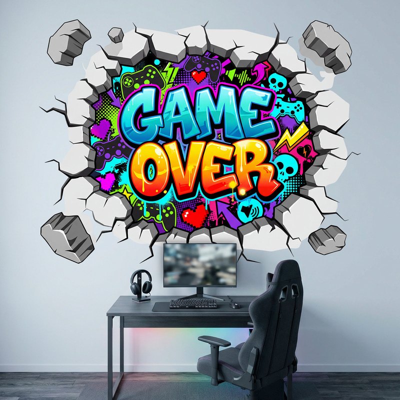 Adesivi Murali: Buco nel muro Game Over gamer