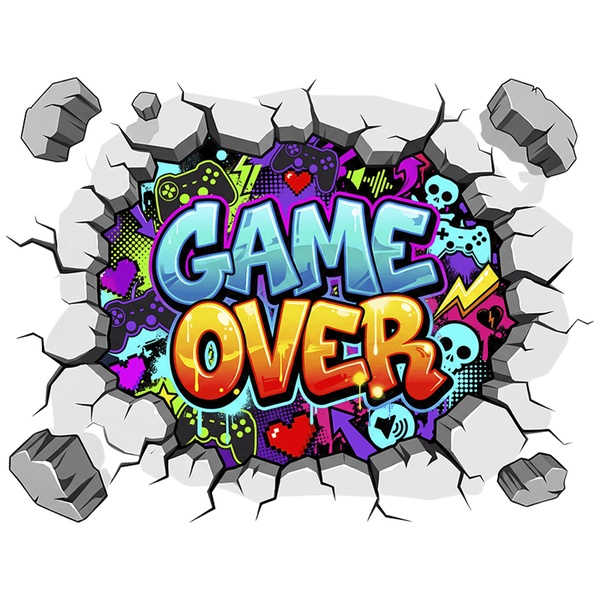 Adesivi Murali: Buco nel muro Game Over gamer
