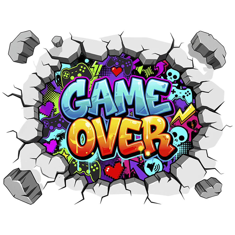 Adesivi Murali: Buco nel muro Game Over gamer