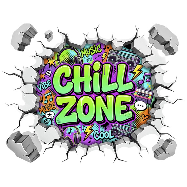 Adesivi Murali: Buco nel muro Chill Zone