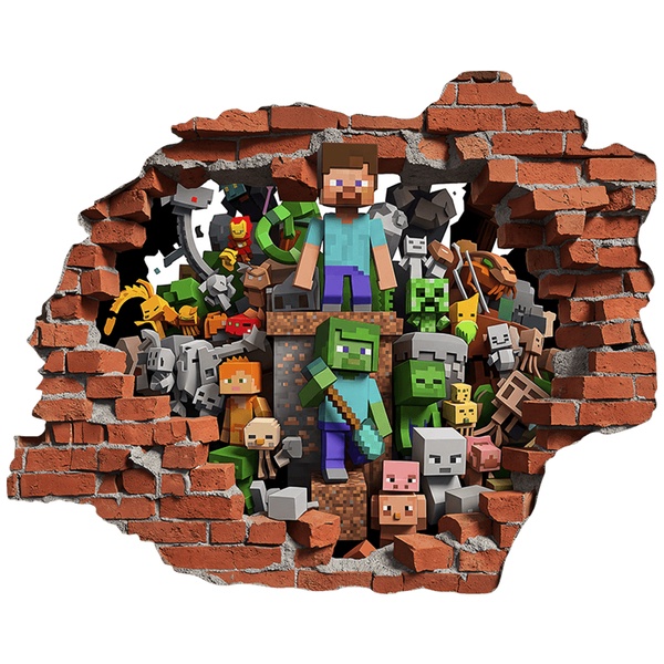 Adesivi Murali: Buco nel Muro Mondo Minecraft