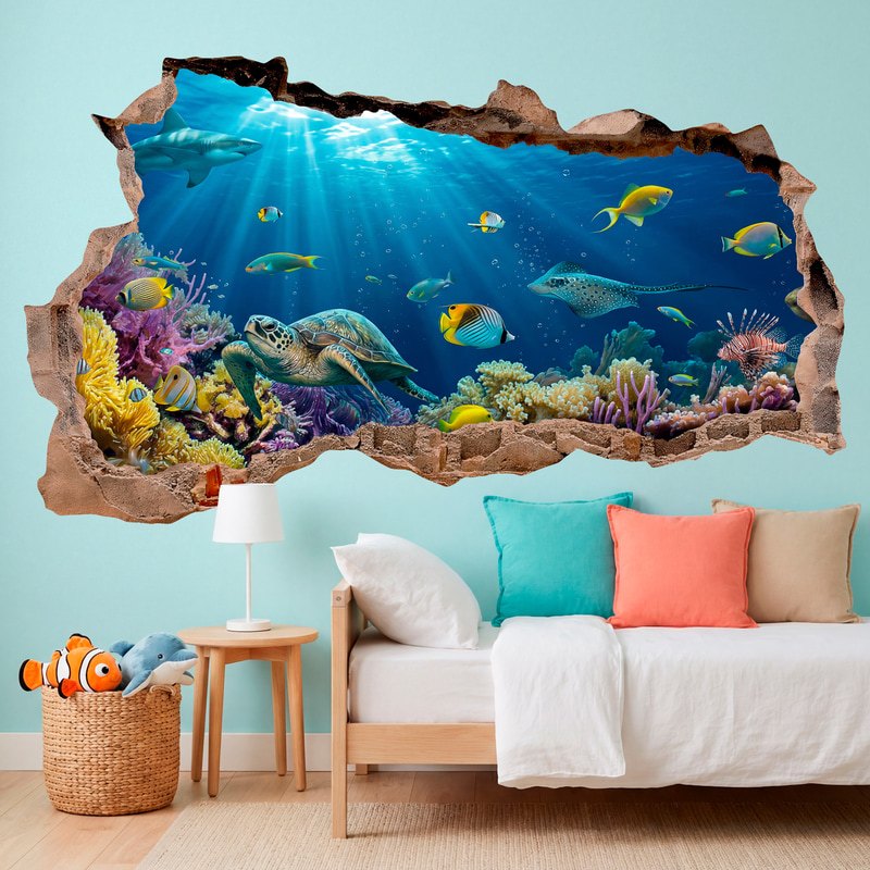 Adesivo Murale Kiwistar Con Tartaruga - 6 Dimensioni, Decorazione Parete Per Soggiorno, Camera, Cucina, Bagno