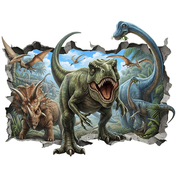 Adesivi per Bambini: Buco nel Muro T-Rex e dinosauri preistorici