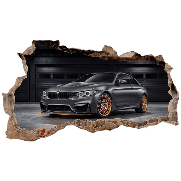Adesivi Murali: Buco nel Muro BMW M3 auto sportiva in garage