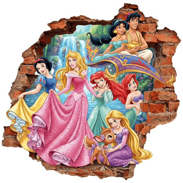 Adesivi per Bambini: Buco nel Muro Principesse Disney e Aladdin
