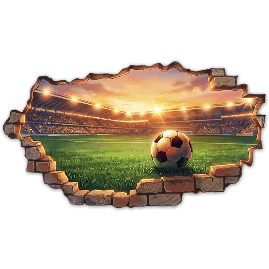 Adesivi Murali: Foro nel Muro Pallone in Stadio di Calcio