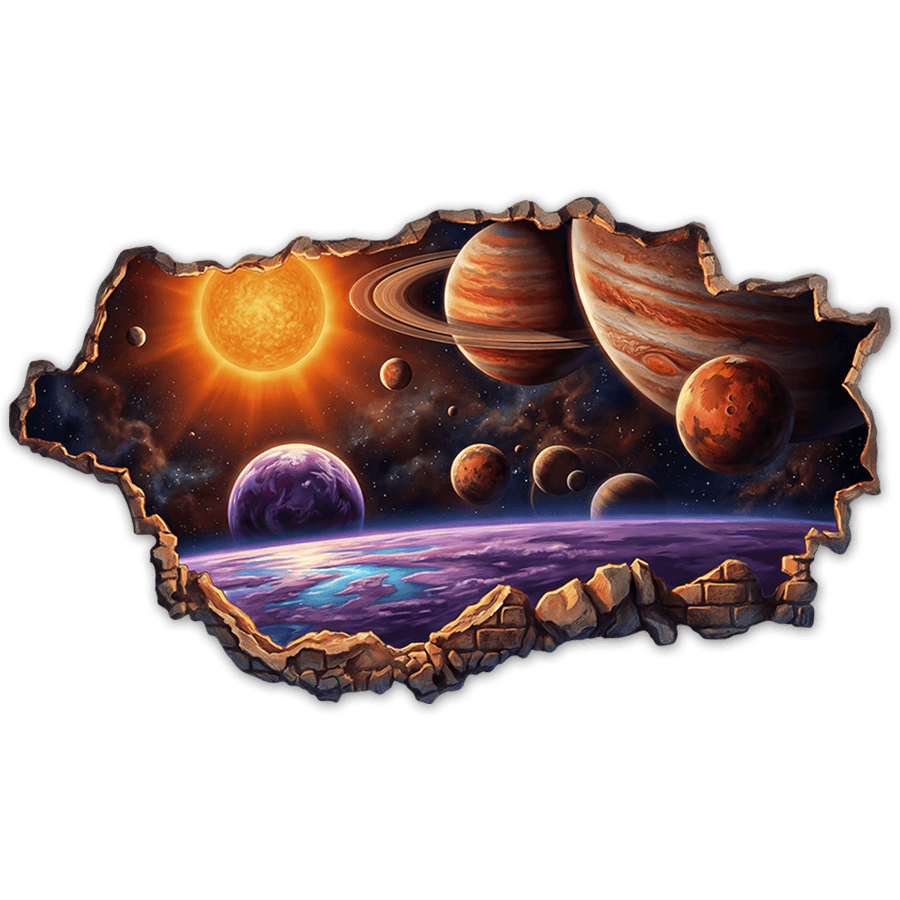 Adesivi per Bambini: Foro nel Muro Sistema Planetario Fantastico