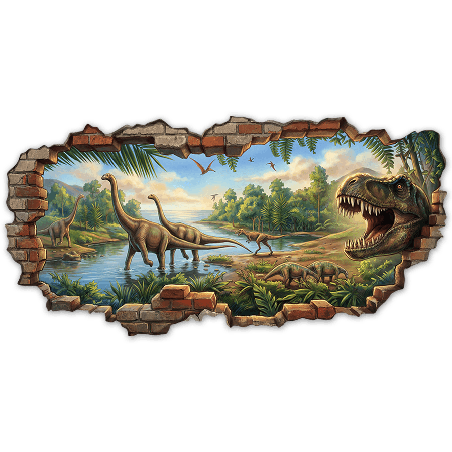 Adesivi per Bambini: Foro nel Muro Mondo dei Dinosauri
