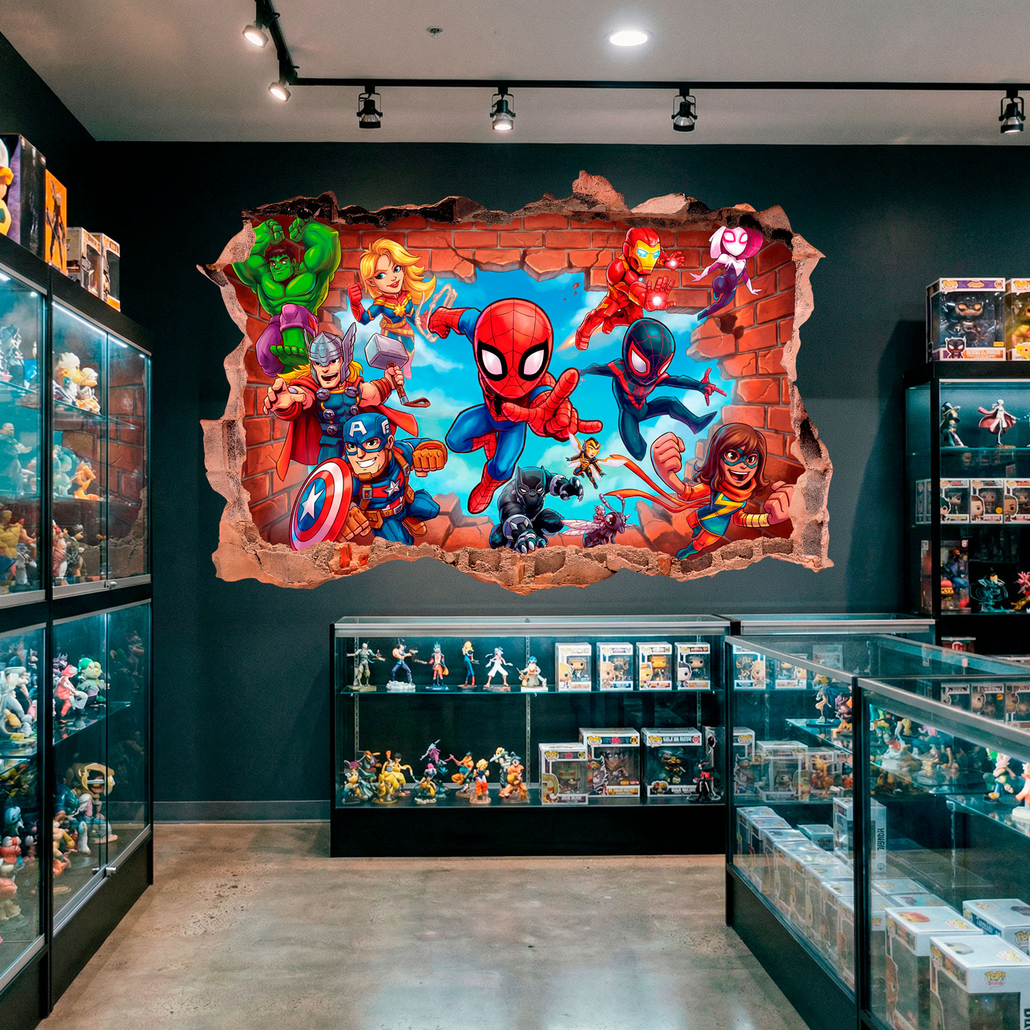Adesivi per Bambini: Foro nel Muro Supereroi Marvel