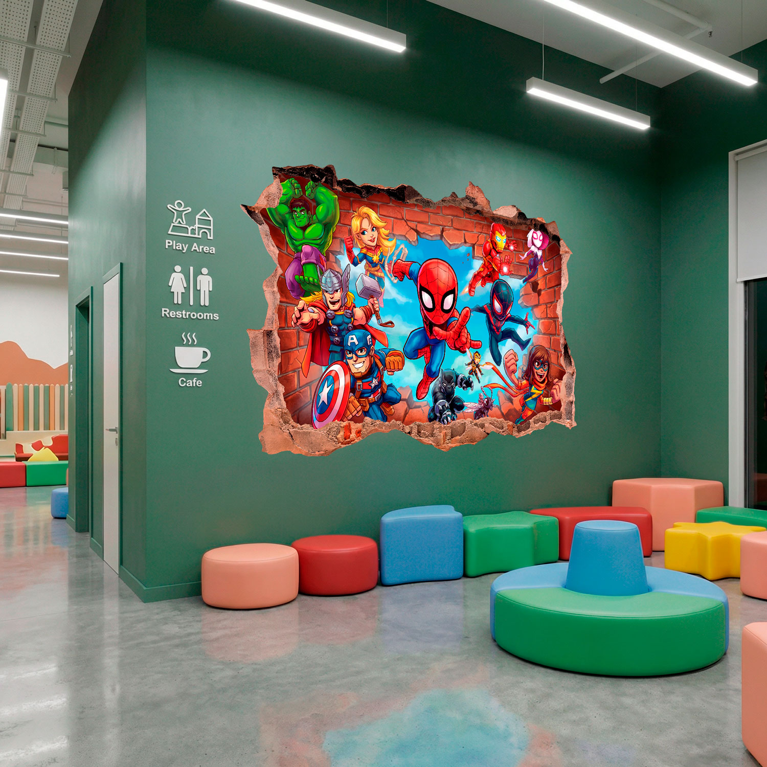 Adesivi per Bambini: Foro nel Muro Supereroi Marvel