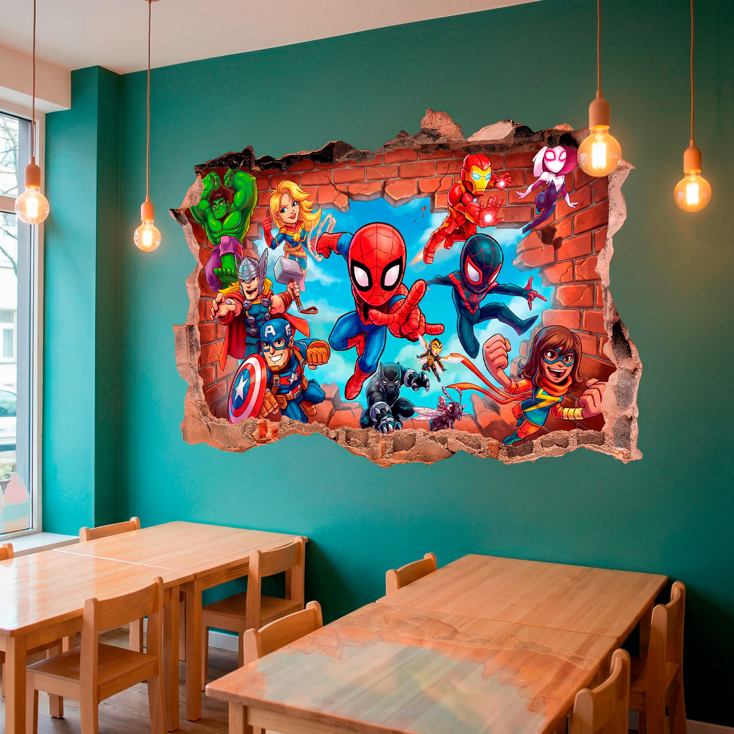 Adesivi per Bambini: Foro nel Muro Supereroi Marvel