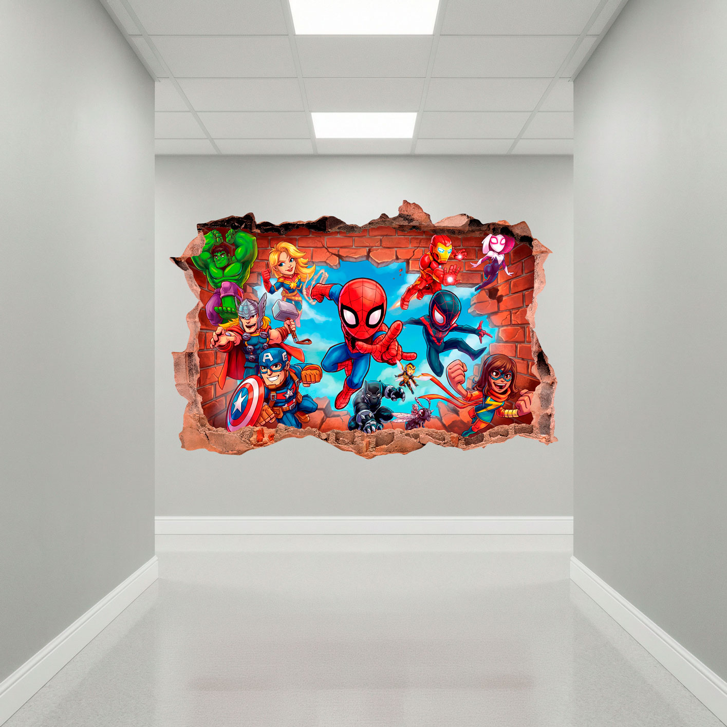 Adesivi per Bambini: Foro nel Muro Supereroi Marvel