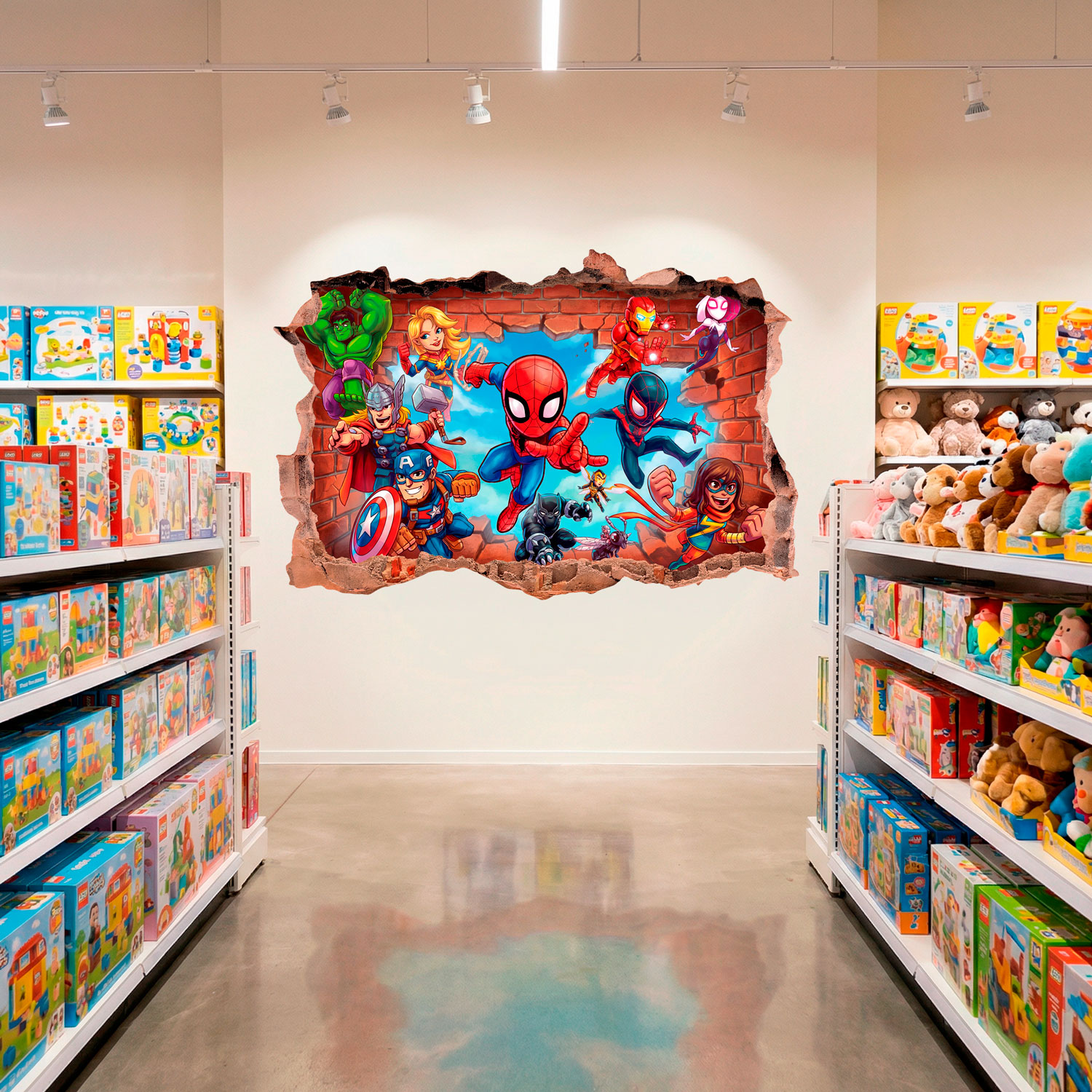 Adesivi per Bambini: Foro nel Muro Supereroi Marvel