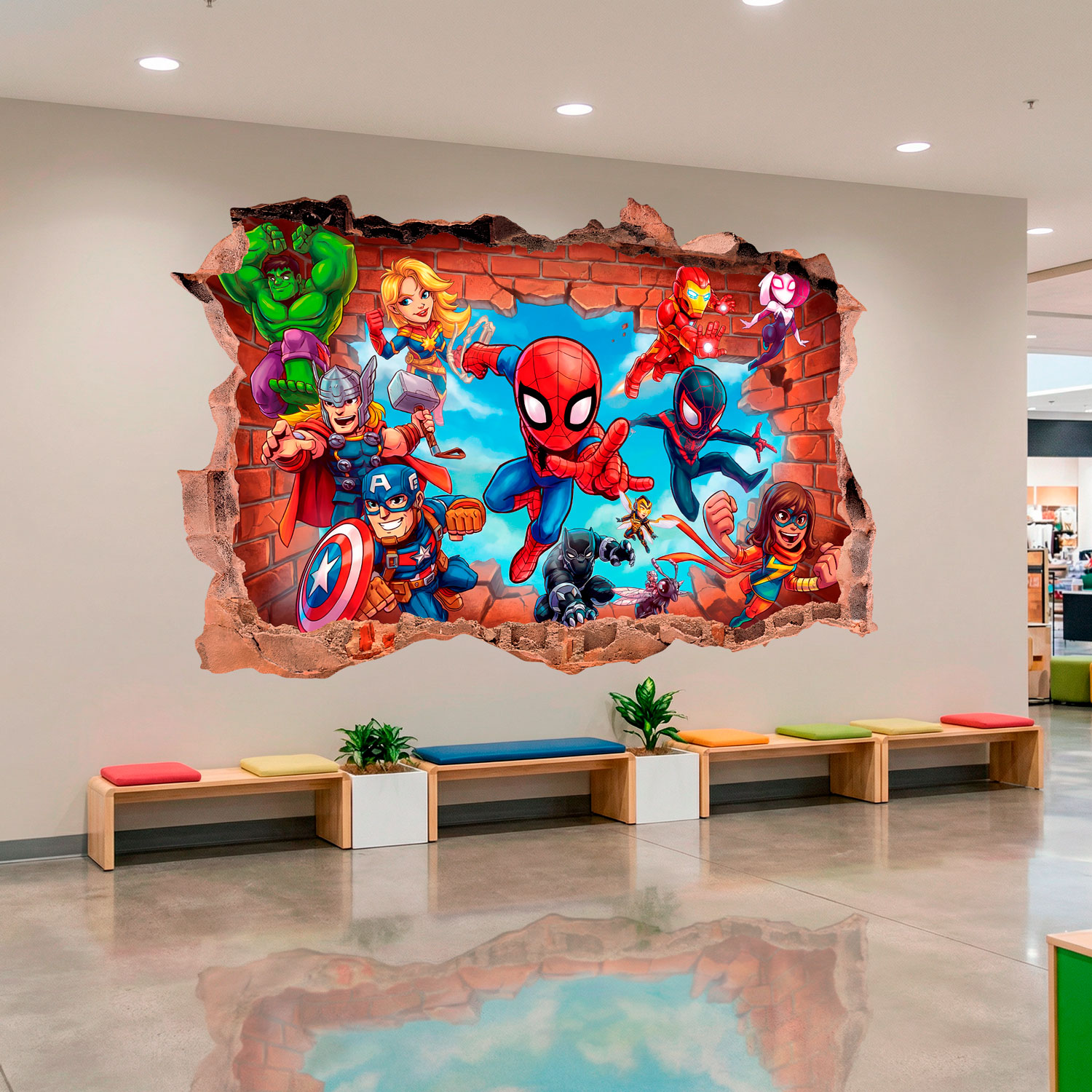 Adesivi per Bambini: Foro nel Muro Supereroi Marvel