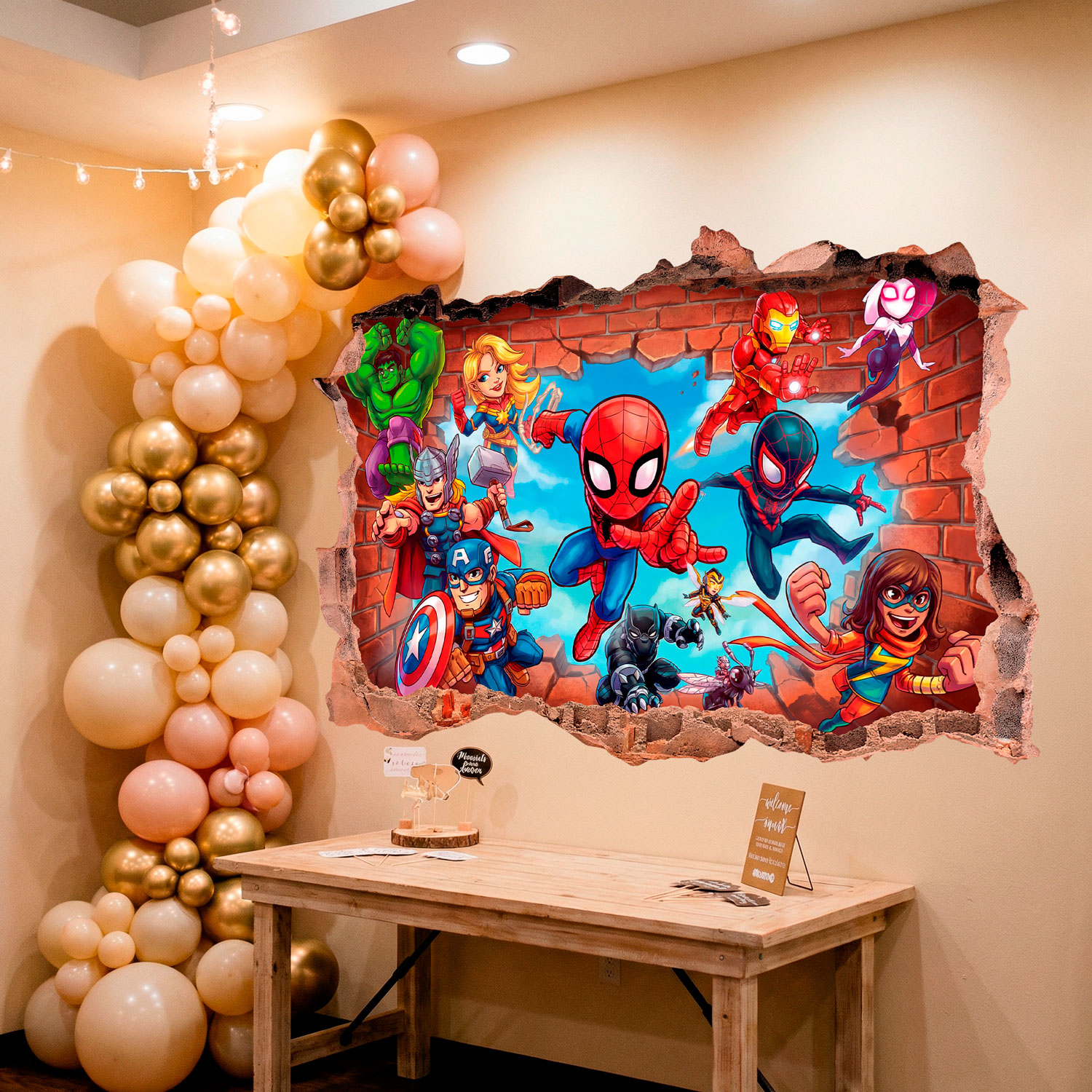 Adesivi per Bambini: Foro nel Muro Supereroi Marvel