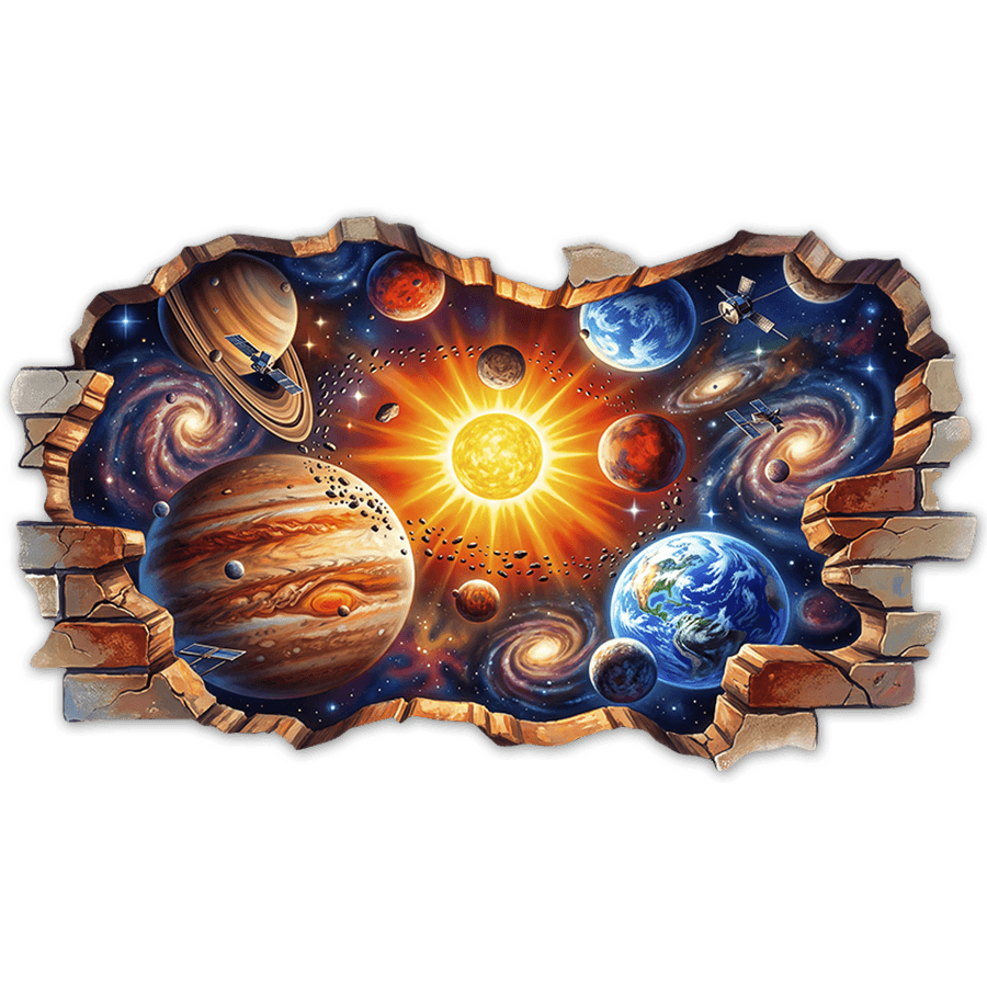 Adesivi per Bambini: Buco nel Muro Sistema Solare e Galassie