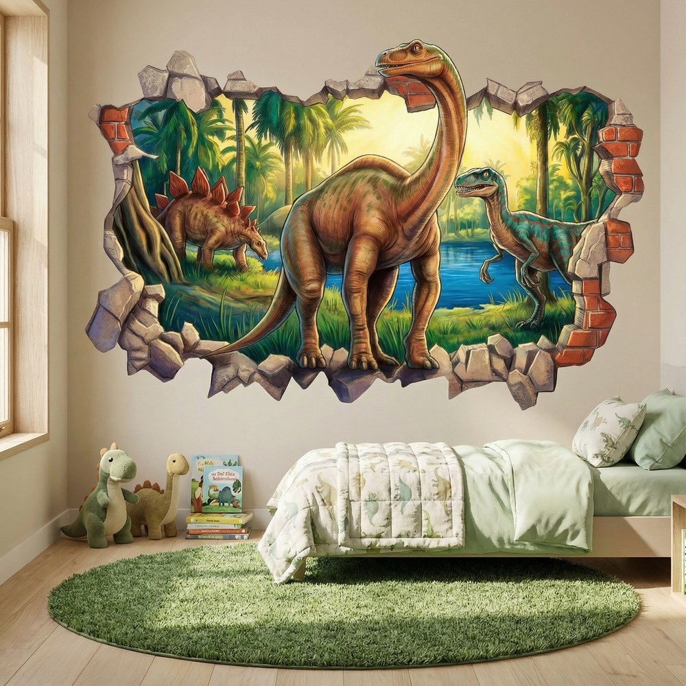 Adesivi per Bambini: Buco nel Muro Era dei Dinosauri