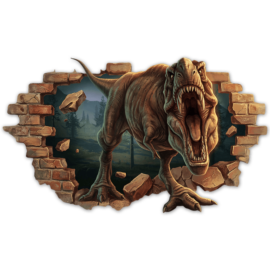 Adesivi per Bambini: Sfonda Muro T-Rex Furioso