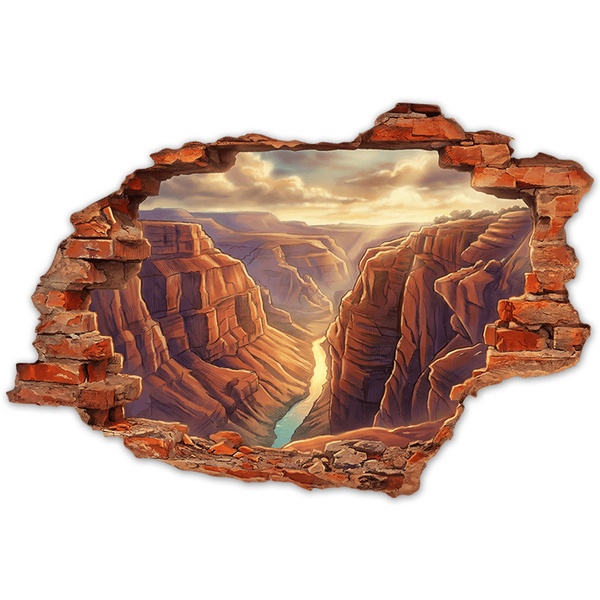 Adesivi Murali: Gran Canyon Tramonto Sfondo con Buco nel Muro
