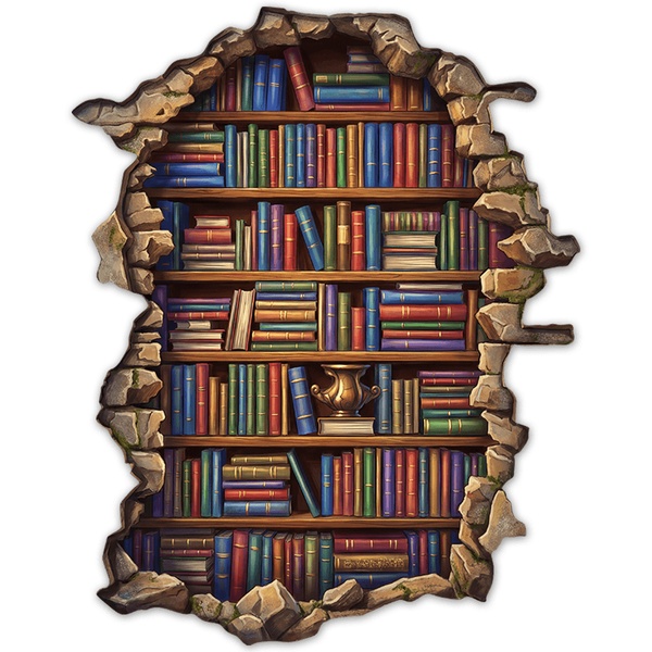 Adesivi Murali: Biblioteca Classica con Parete Rota