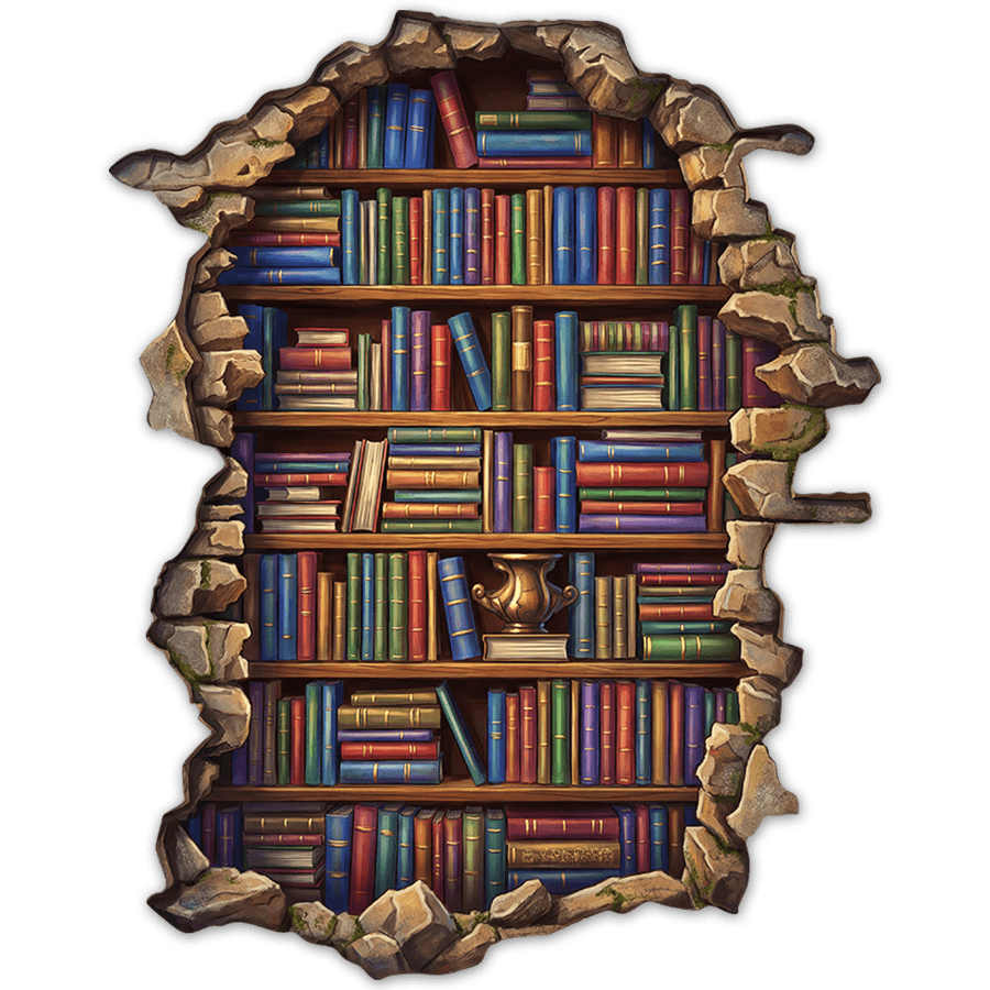 Adesivi Murali: Biblioteca Classica con Parete Rota
