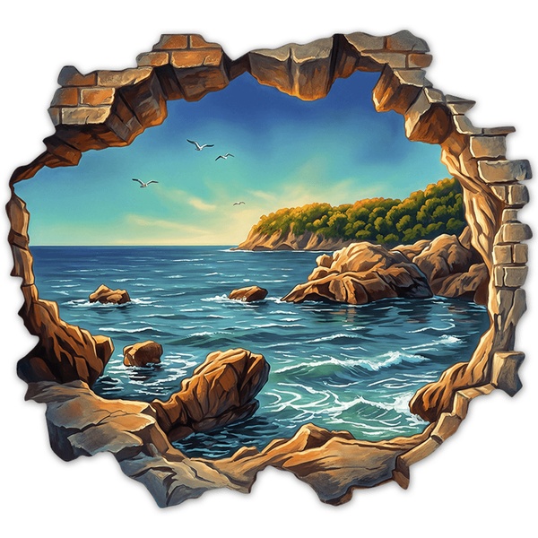Adesivi Murali: Parete Rotta Cala Mediterranea
