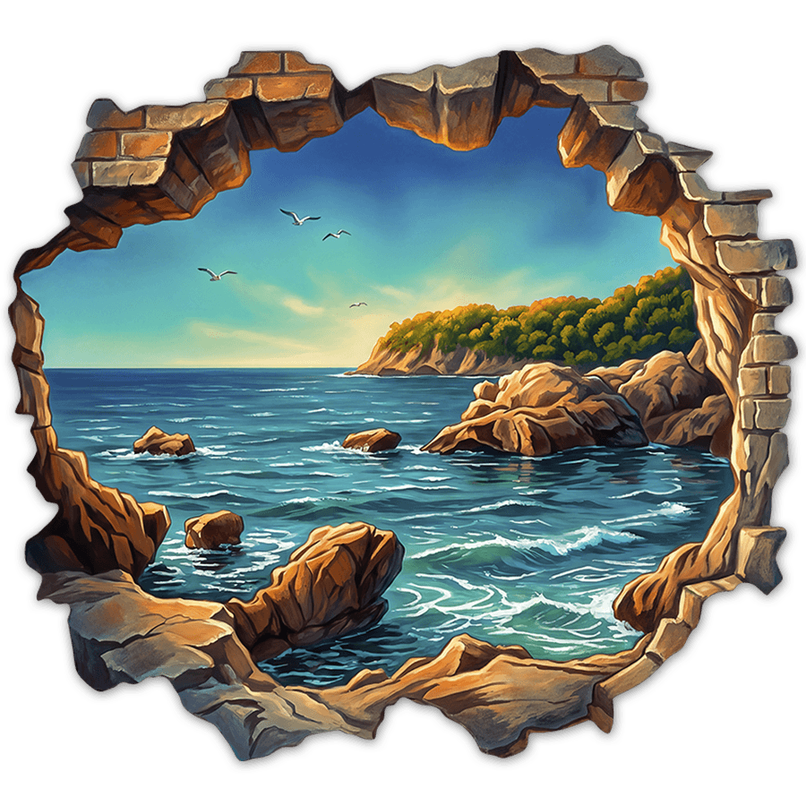 Adesivi Murali: Parete Rotta Cala Mediterranea