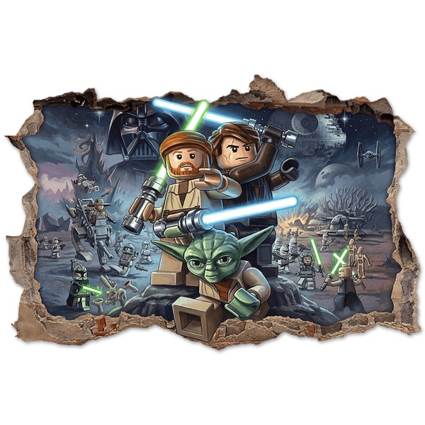 Adesivi per Bambini: Buco nel Muro Maestri Jedi Lego Star Wars