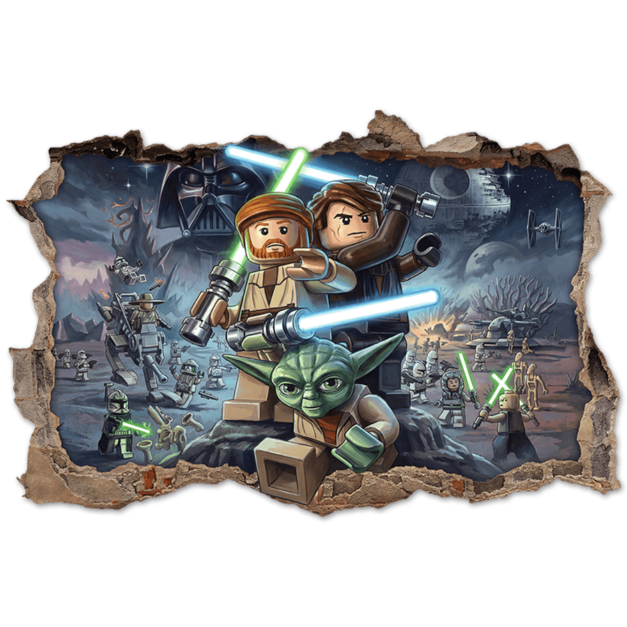 Adesivi per Bambini: Buco nel Muro Maestri Jedi Lego Star Wars