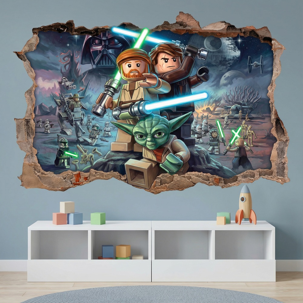 Adesivi per Bambini: Buco nel Muro Maestri Jedi Lego Star Wars