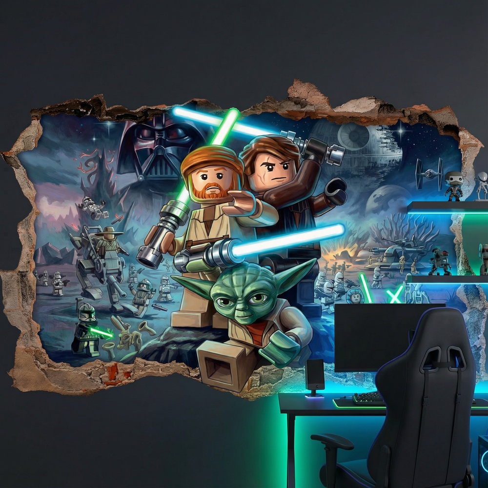 Adesivi per Bambini: Buco nel Muro Maestri Jedi Lego Star Wars