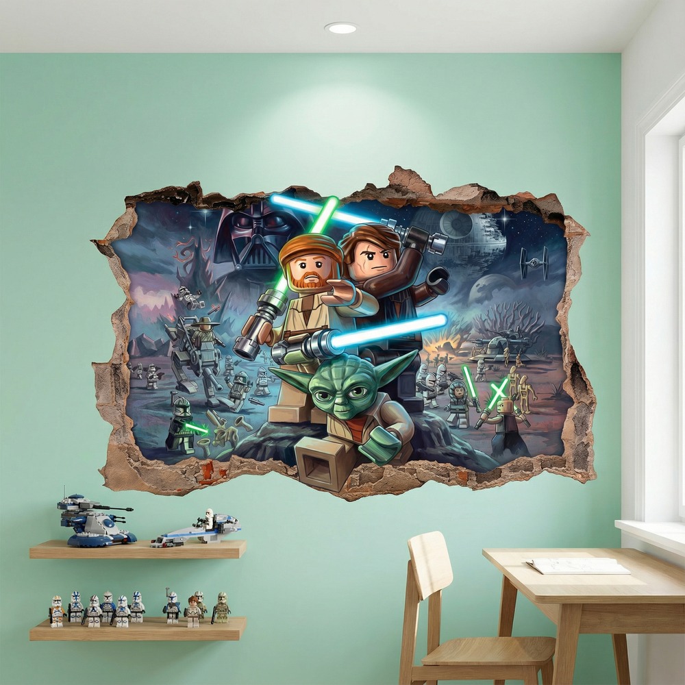 Adesivi per Bambini: Buco nel Muro Maestri Jedi Lego Star Wars