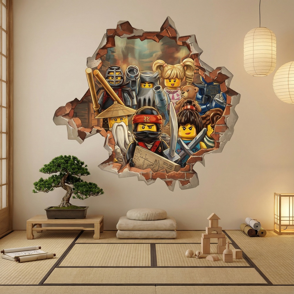 Adesivi per Bambini: Buco nel Muro Eroi Lego Ninjago