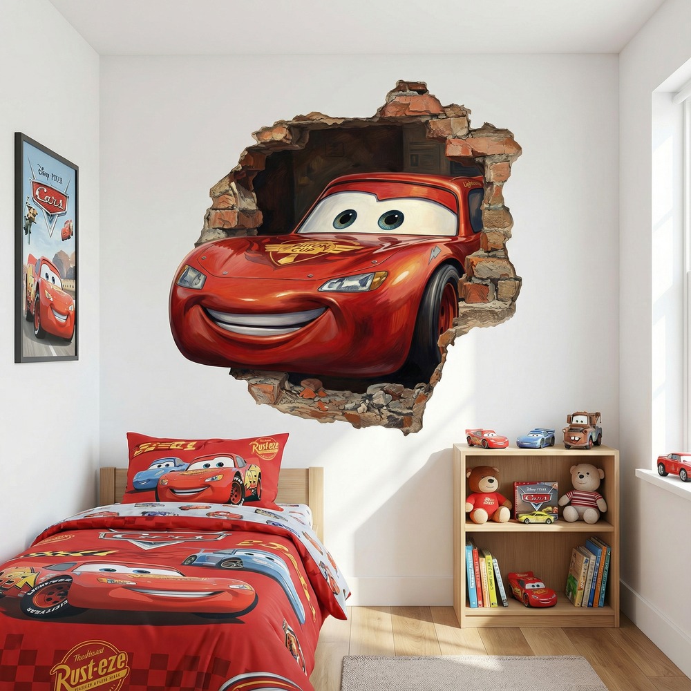 Adesivi per Bambini: Buco nel Muro Saetta McQueen Pixar Cars