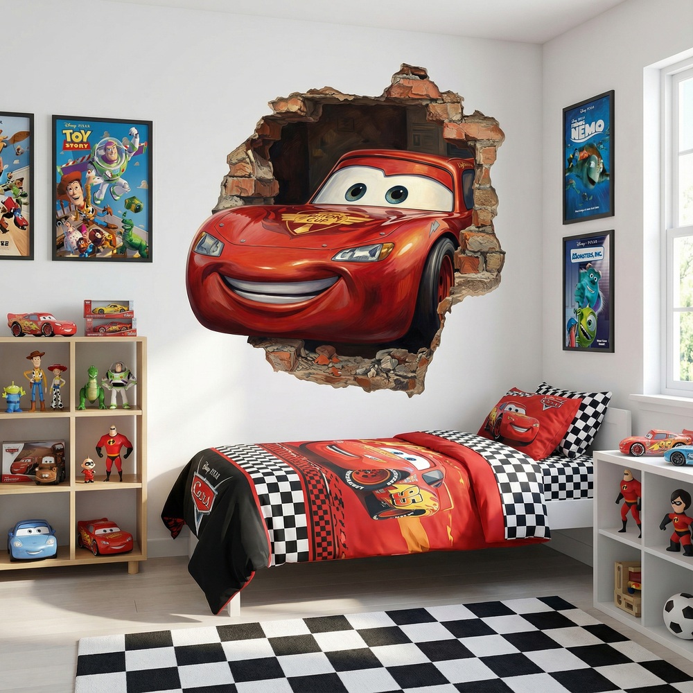 Adesivi per Bambini: Buco nel Muro Saetta McQueen Pixar Cars