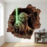 Adesivi Murali: Buco nel Muro Maestro Yoda Star Wars 3