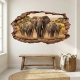 Adesivi Murali: Buco nel Muro Branco di Elefanti 4