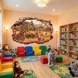 Adesivi Murali: Buco nel Muro Giraffe nella Savana 7