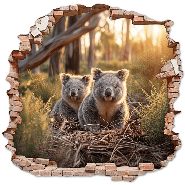 Adesivi Murali: Buco nel Muro Koala Foresta