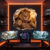 Adesivi Murali: Buco nel Muro Leone Tramonto 4