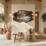 Adesivi Murali: Buco nel Muro Cigno Piccoli 5