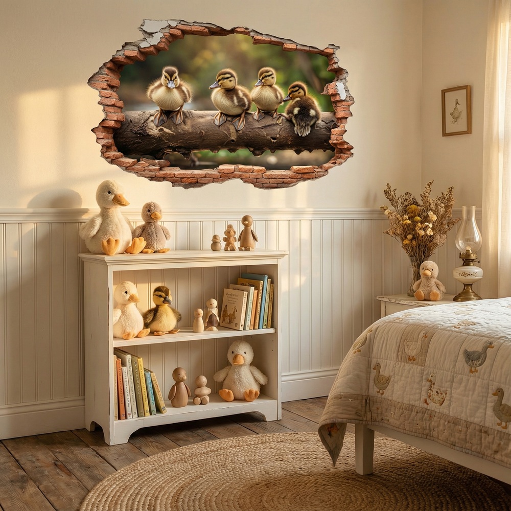 Adesivi Murali: Buco nel Muro Anatroccoli Tronco