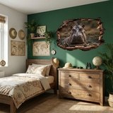 Adesivi Murali: Buco nel Muro Ippopotamo 7