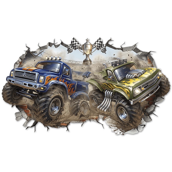 Adesivi per Bambini: Buco nel Muro Monster Trucks Gara