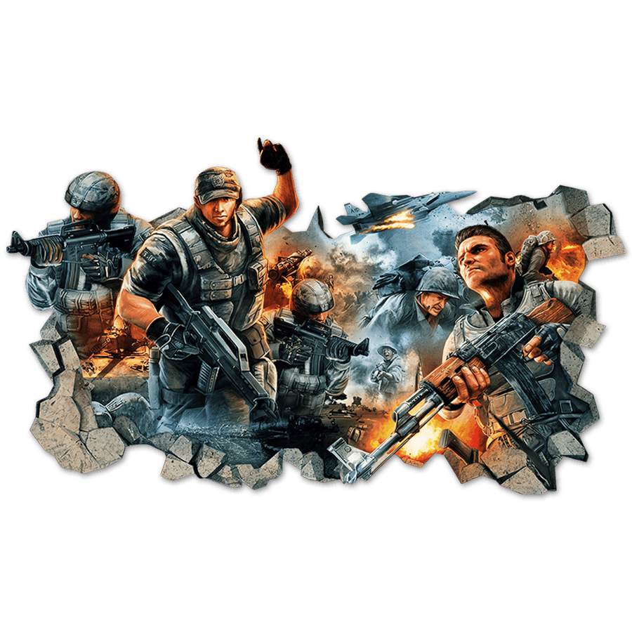 Adesivi Murali: Buco nel Muro Videogioco Shooter Gamer