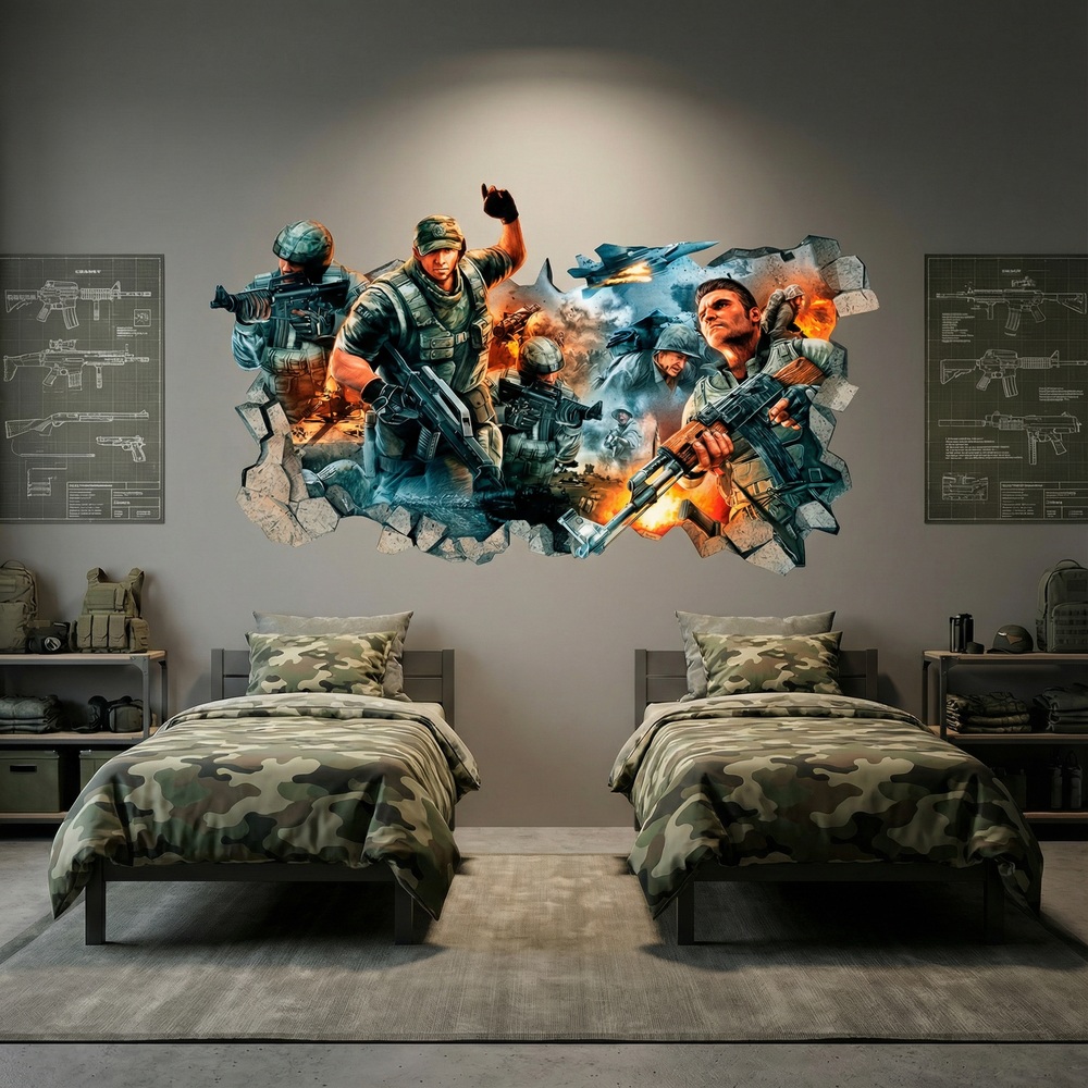 Adesivi Murali: Buco nel Muro Videogioco Shooter Gamer