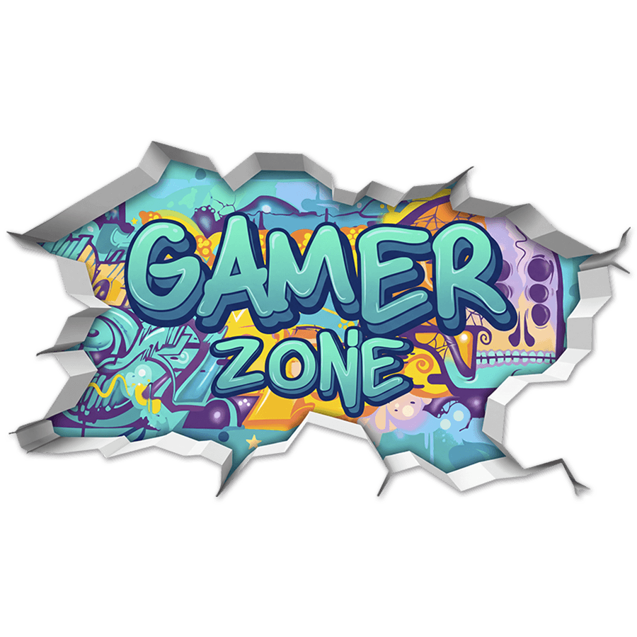 Adesivi Murali: Buco nel Muro Gamer Zone Graffiti