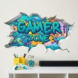 Adesivi Murali: Buco nel Muro Gamer Zone Graffiti 5